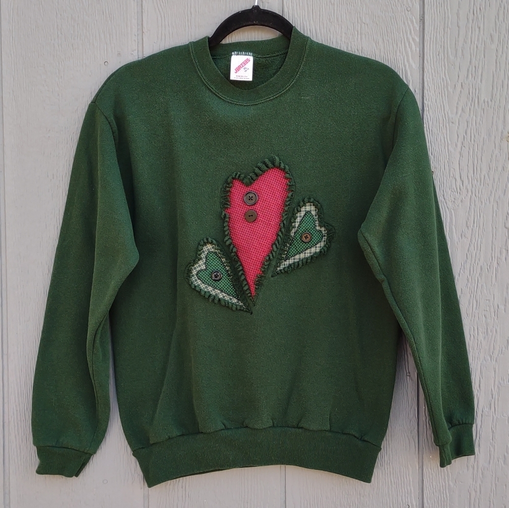 Vintage Jerzees Heart Cut Out‎ Pullover Sweatshirt Youth X-Large 16/18